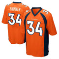 STECN D.Broncos #34 JL Skinner Player Orange Color Home Game Stitched Jerseys