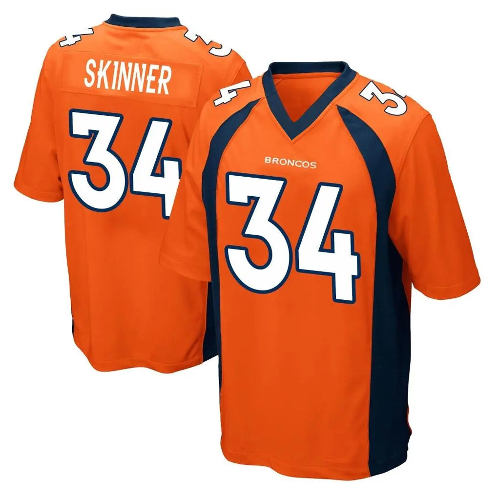 STECN D.Broncos #34 JL Skinner Player Orange Color Home Game Stitched Jerseys