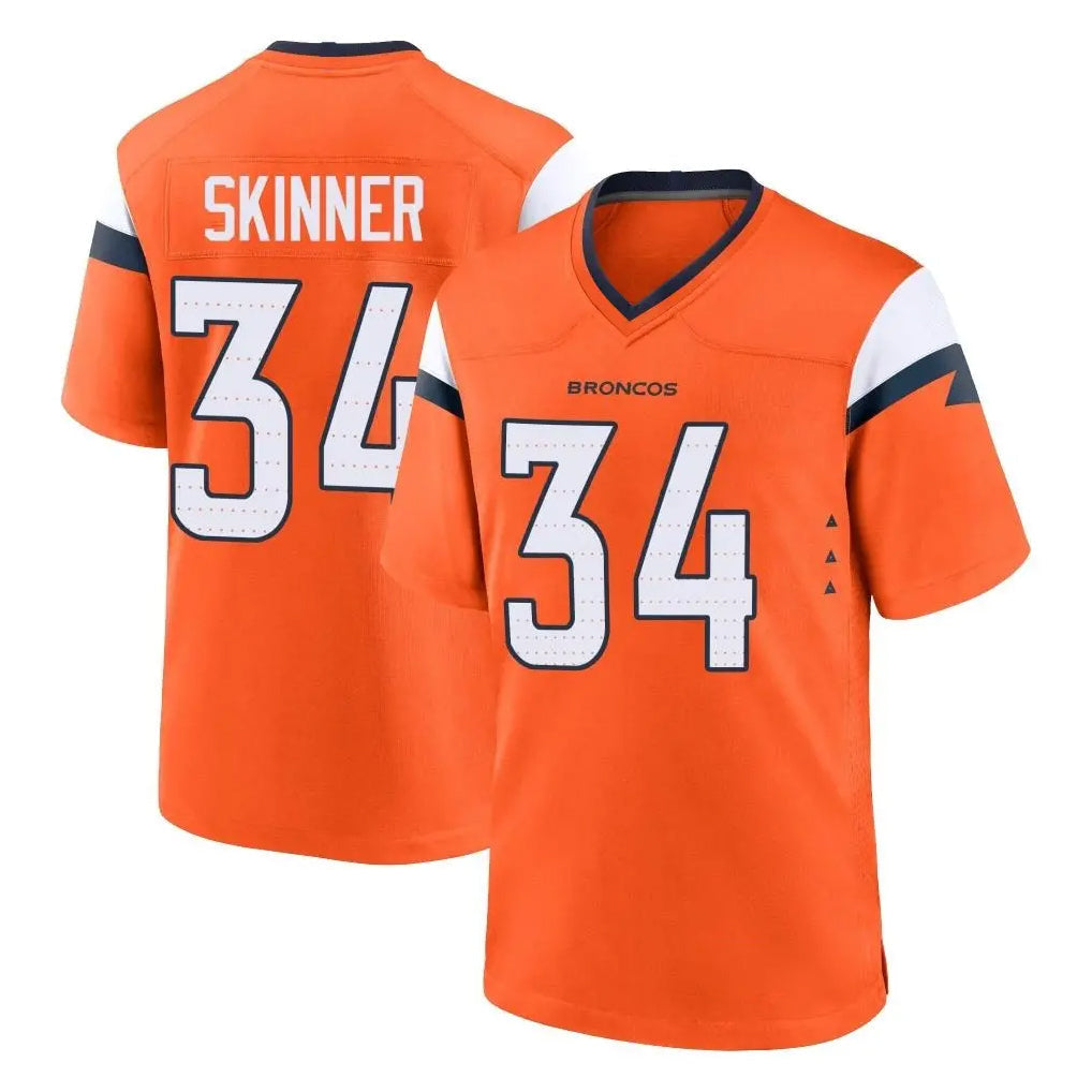 STECN D.Broncos #34 JL Skinner Player Orange Home Game Stitched Jerseys
