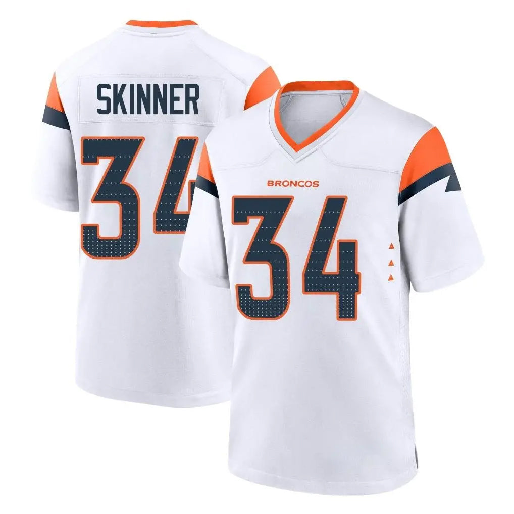 STECN D.Broncos #34 JL Skinner Player White Home Game Stitched Jerseys