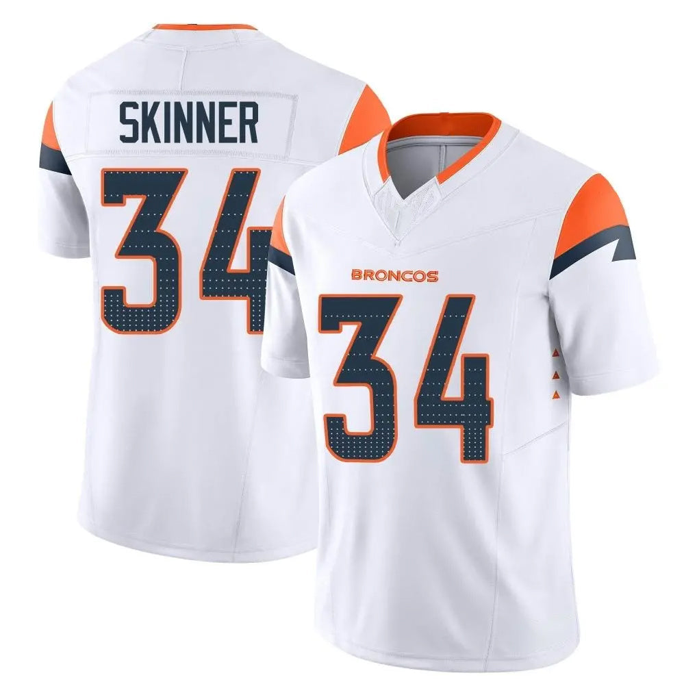 STECN D.Broncos #34 JL Skinner Player White Limited Vapor F.U.S.E. Home Game Stitched Jerseys