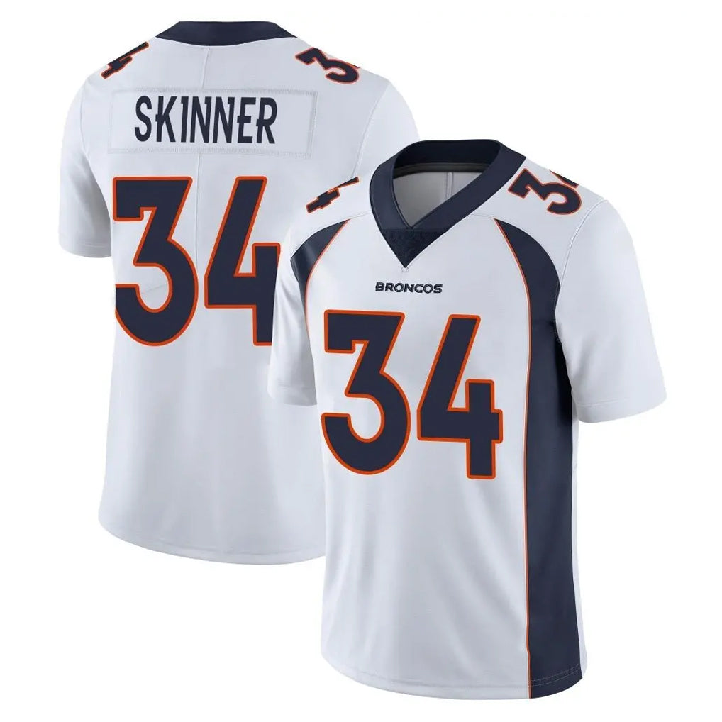 STECN D.Broncos #34 JL Skinner Player White Vapor Untouchable Limited Home Game Stitched Jerseys