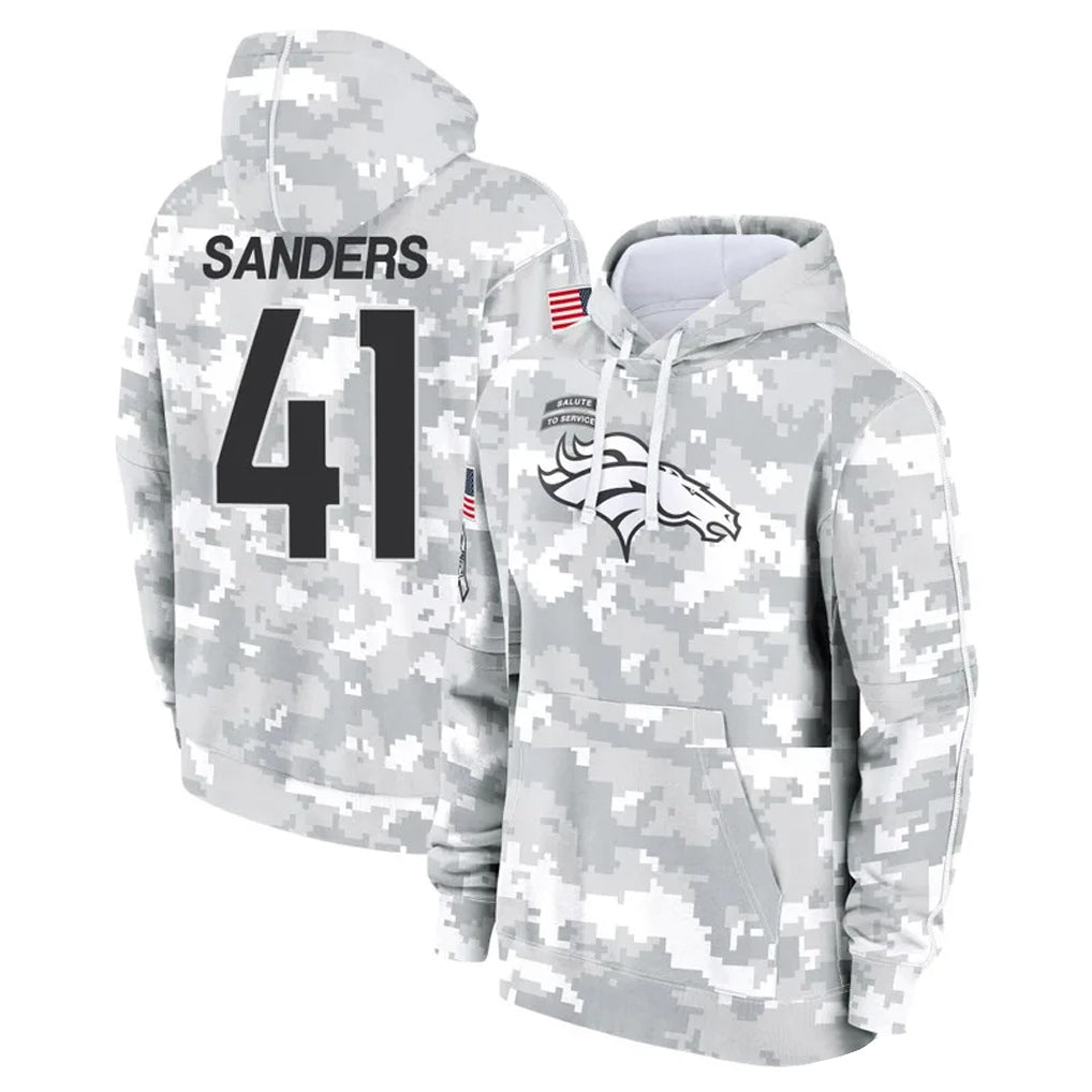 STECN D.Broncos #41 Drew Sanders Player Arctic Camo Salute to Service Hoodies Limited Game Stitched Jerseys
