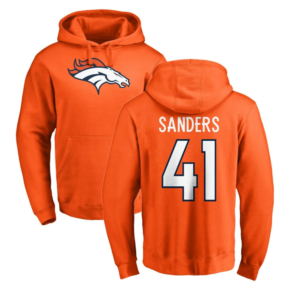 STECN D.Broncos #41 Drew Sanders Player Orange Pullover Hoodie Limited Stitched Jerseys
