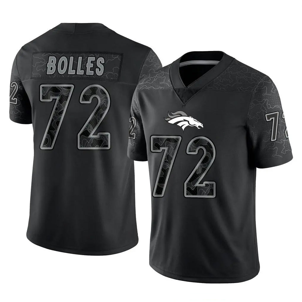 STECN D.Broncos #72 Garett Bolles Player Black Reflective Limited Stitched Jerseys