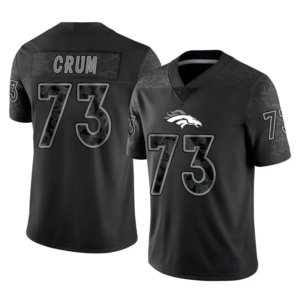 STECN D.Broncos #73 Frank Crum Player Black Reflective Limited Stitched Jerseys