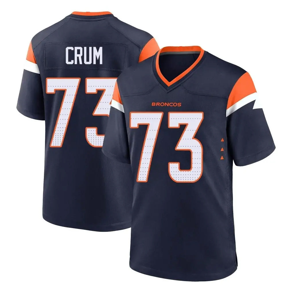 STECN D.Broncos #73 Frank Crum Player Navy Home Game Stitched Jerseys