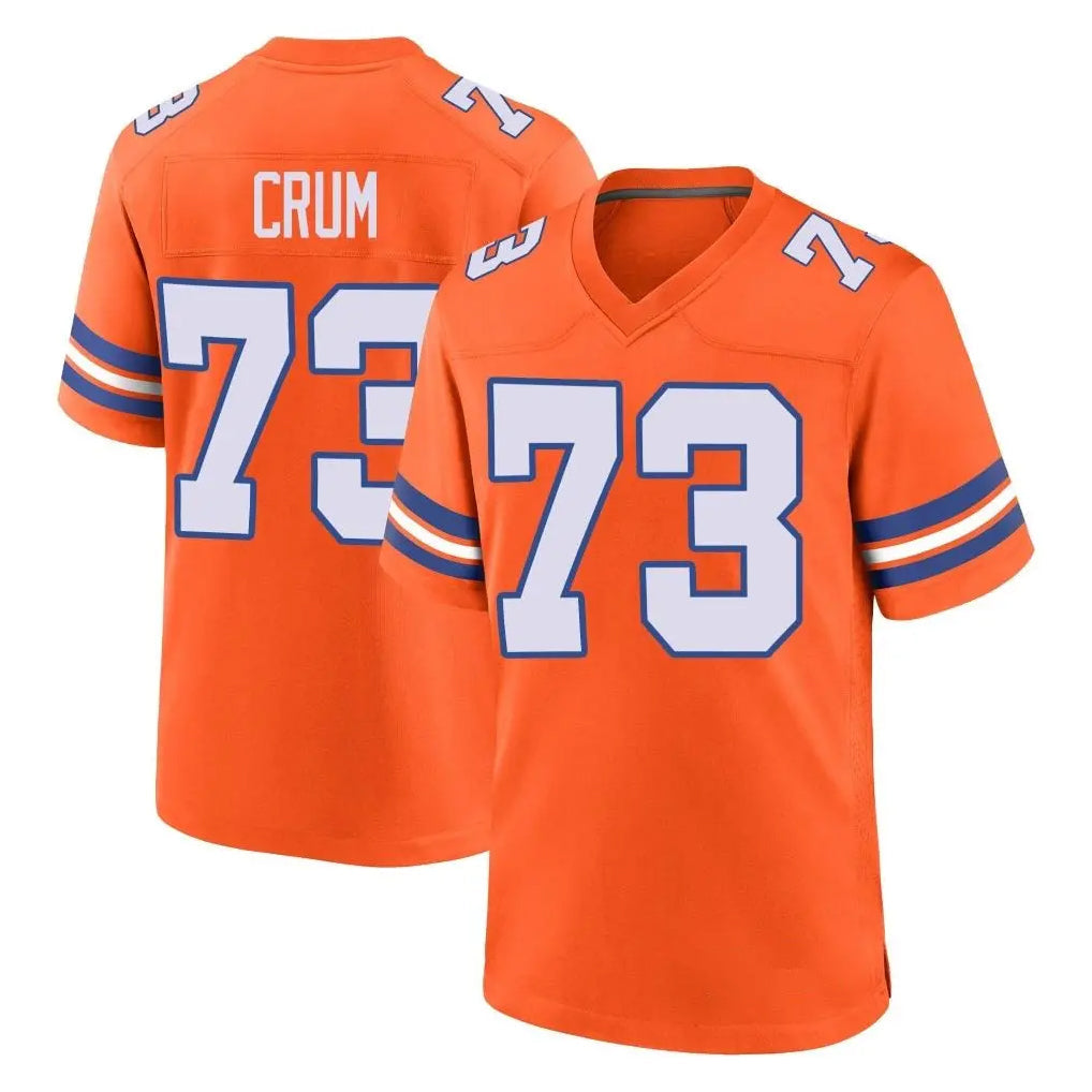 STECN D.Broncos #73 Frank Crum Player Orange Alternate Collection Throwback Game Stitched Jerseys