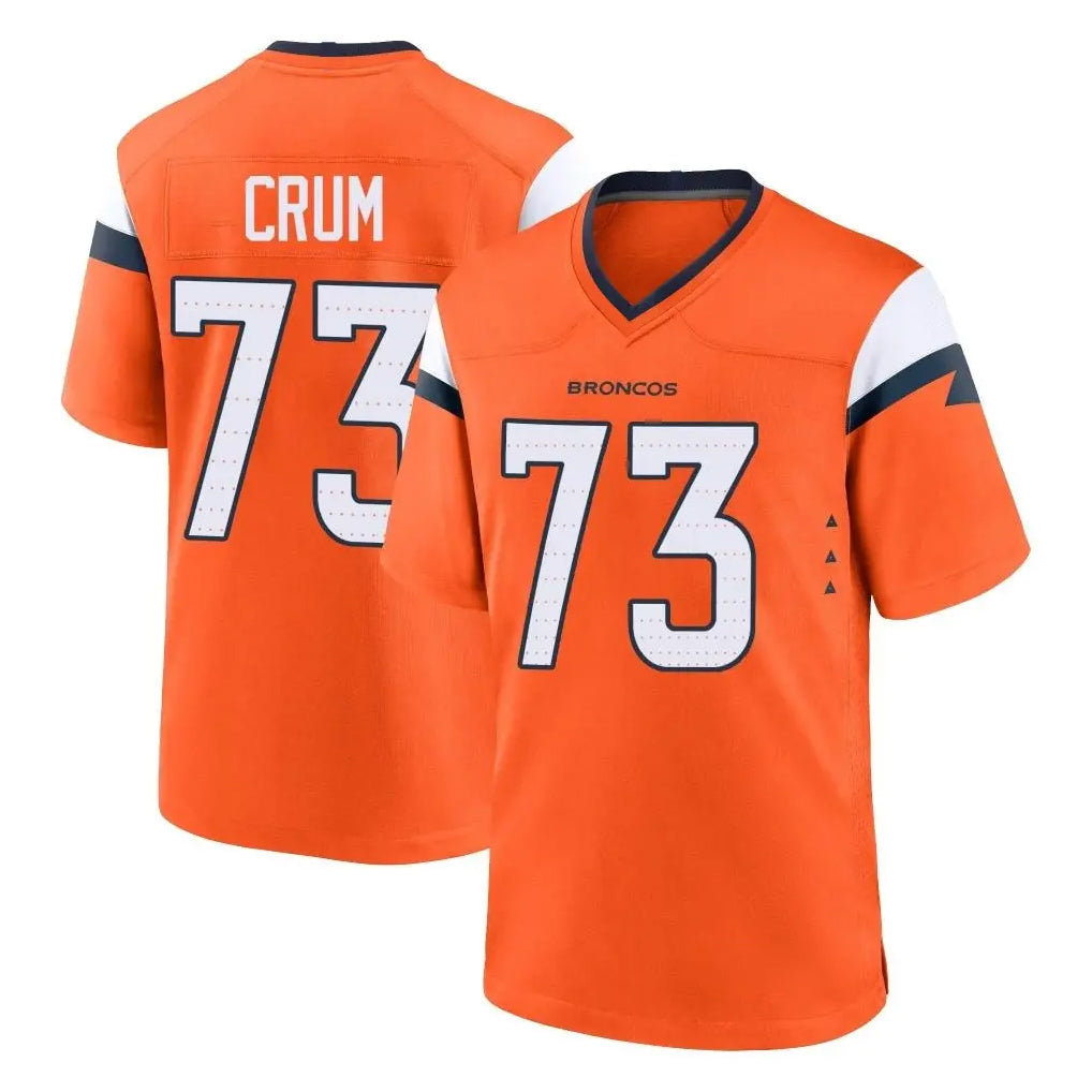 STECN D.Broncos #73 Frank Crum Player Orange Home Game Stitched Jerseys