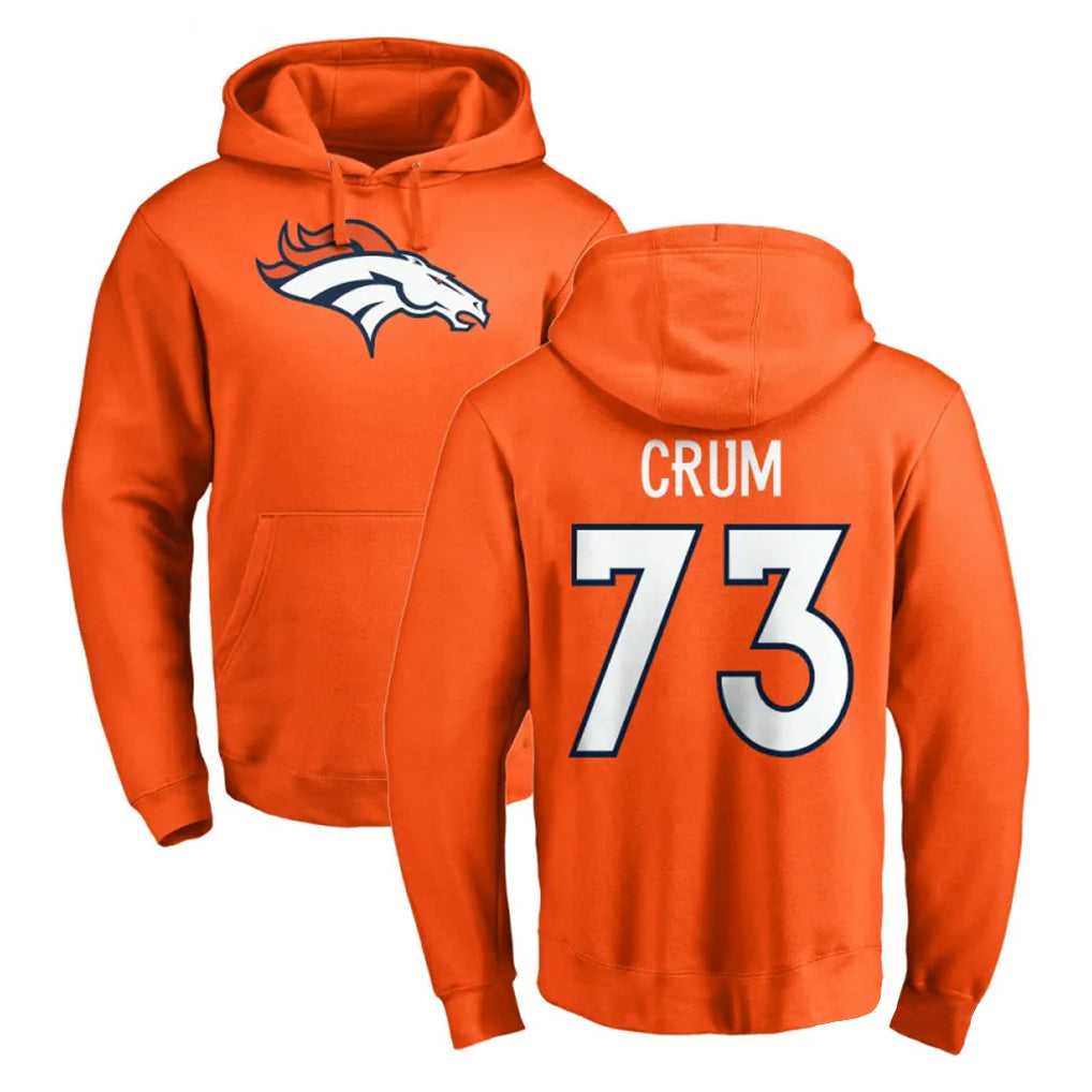 STECN D.Broncos #73 Frank Crum Player Orange Pullover Hoodie Limited Stitched Jerseys