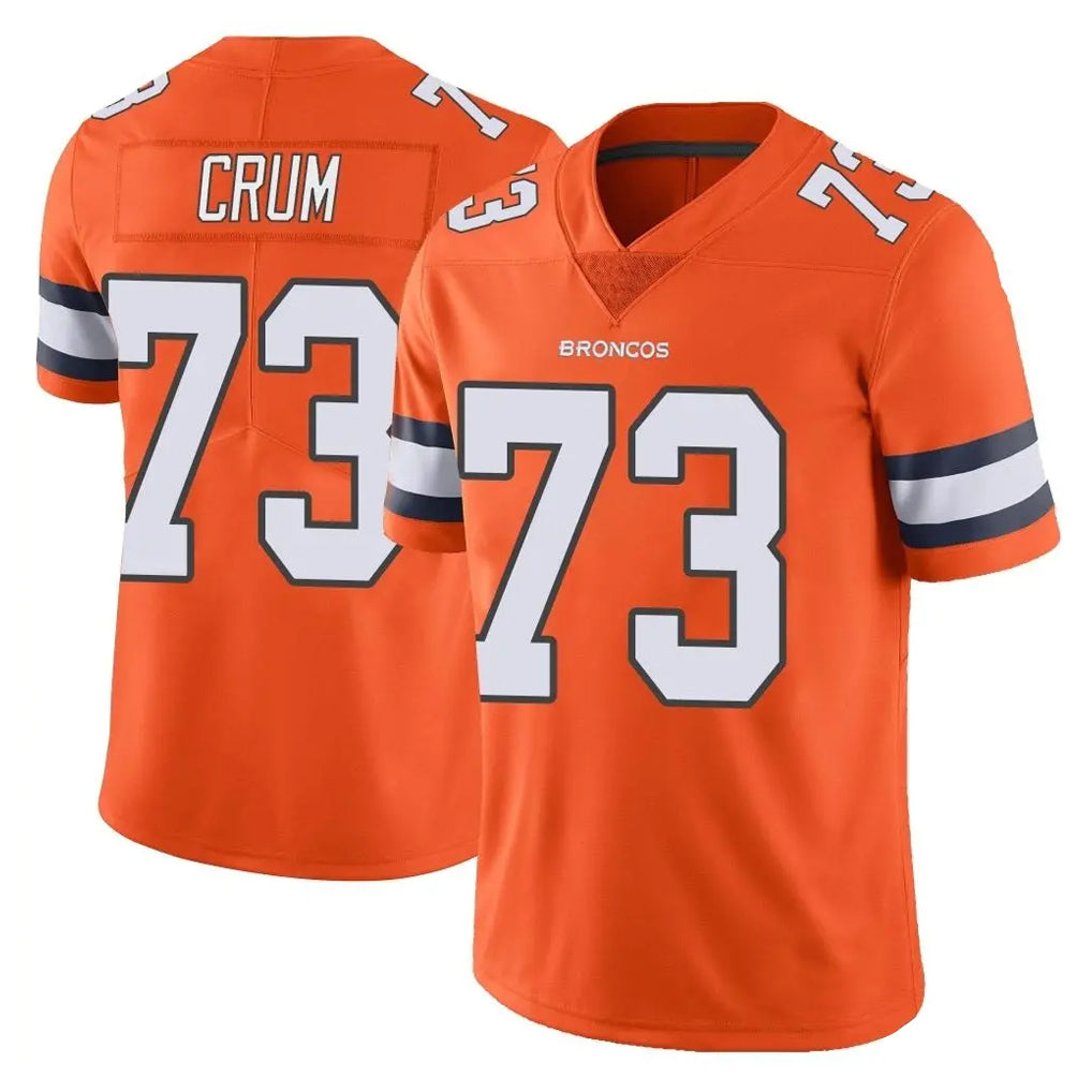 STECN D.Broncos #73 Frank Crum Player Orange Vapor Untouchable Limited Home Game Stitched Jerseys
