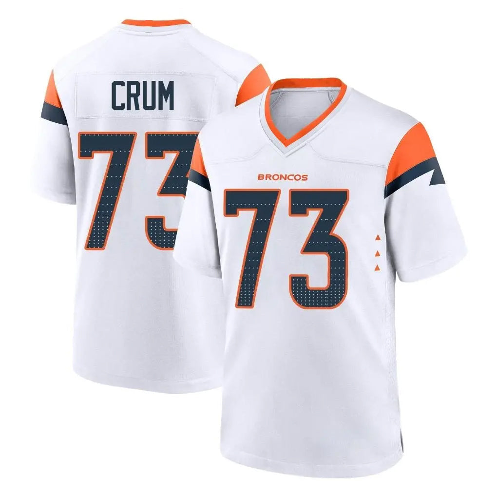 STECN D.Broncos #73 Frank Crum Player White Home Game Stitched Jerseys