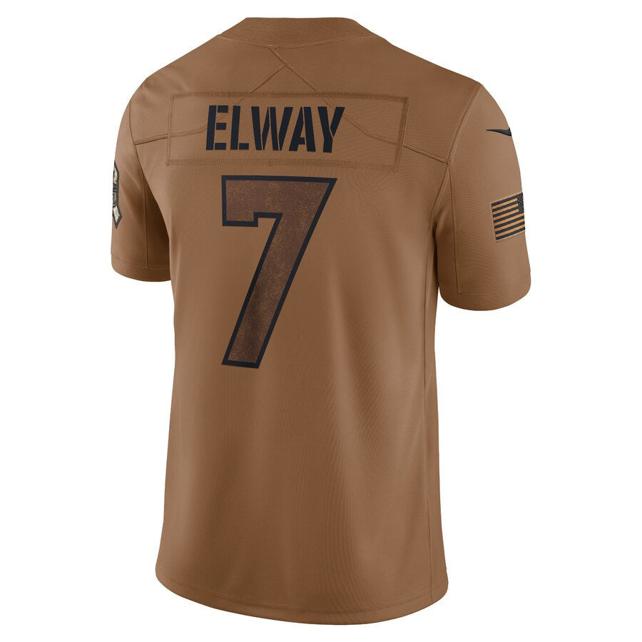 STECN D.Broncos #7 John Elway Player Brown Salute To Service Limited Stitched Jerseys