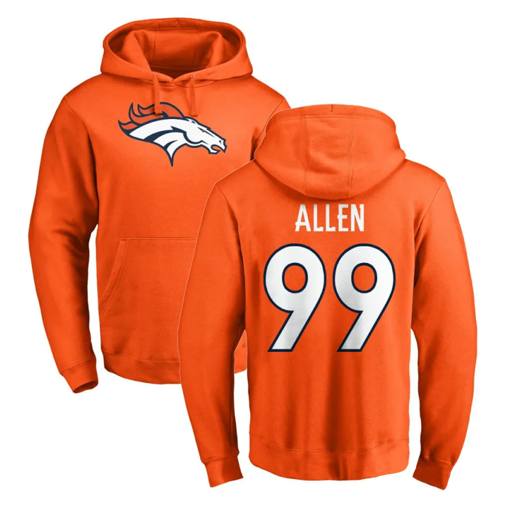 STECN D.Broncos #99 Zach Allen Player Orange Pullover Hoodie Limited Stitched Jerseys