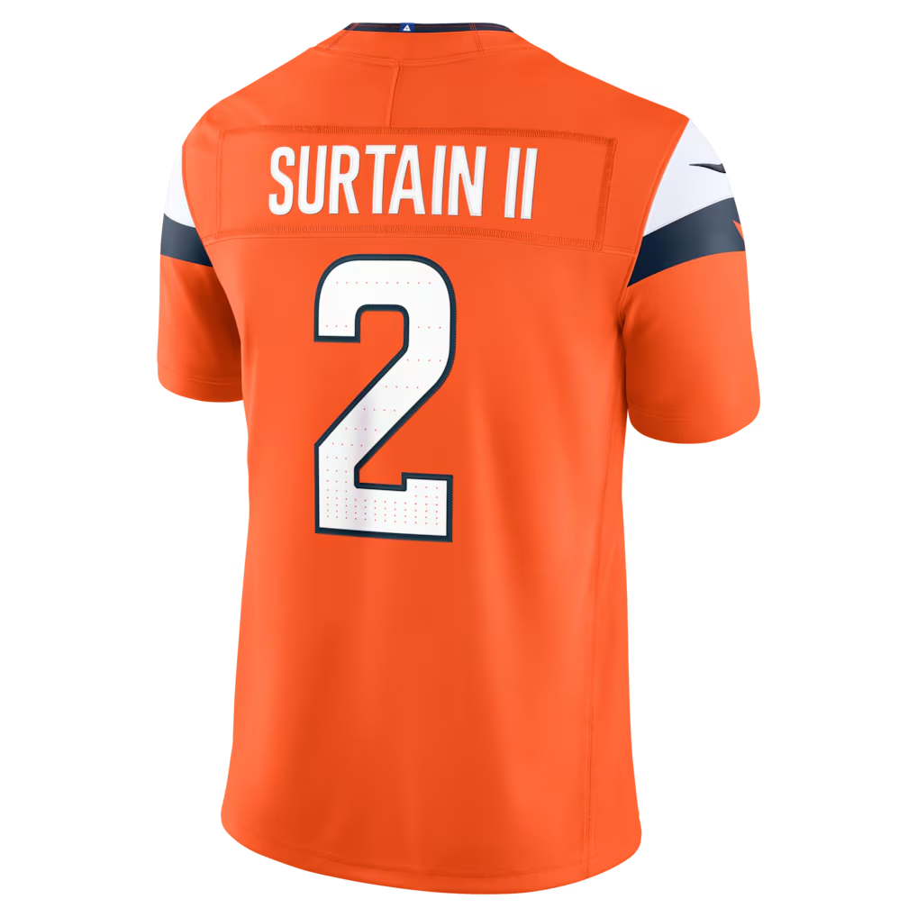 STECN D.Broncos #2 Patrick Surtain II Orange Team Vapor F.U.S.E. Stitched Limited Jerseys