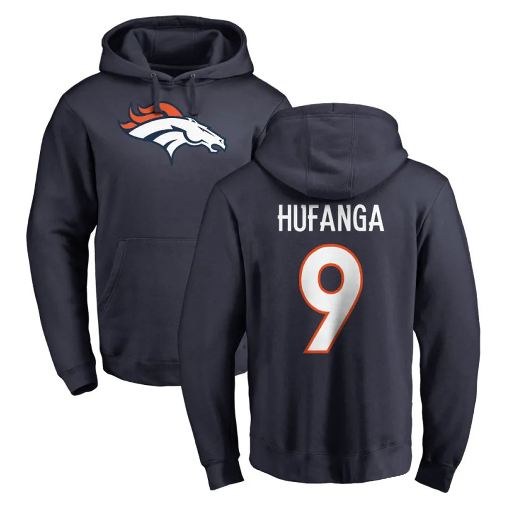 STECN D.Broncos #9 Talanoa Hufanga Player Navy Pullover Hoodie Limited Stitched Jerseys