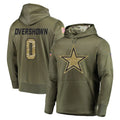 STECN D.Cowboys #0 DeMarvion Overshown Player Olive Salute to Service Pullover Hoodies Home Game Stitched Jerseys