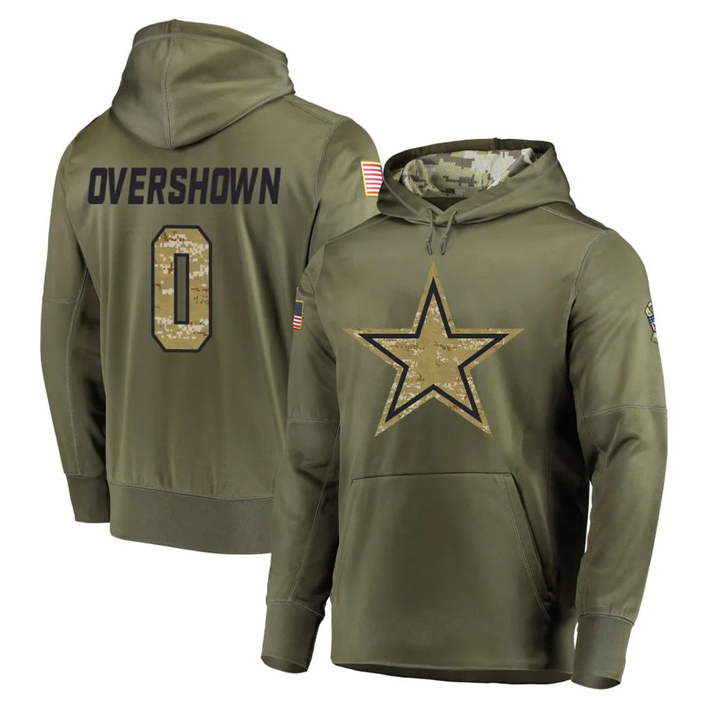 STECN D.Cowboys #0 DeMarvion Overshown Player Olive Salute to Service Pullover Hoodies Home Game Stitched Jerseys