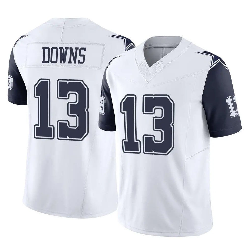 STECN D.Cowboys #13 Caleb Downs Player White-Navy Limited Vapor F.U.S.E. Home Game Stitched Jerseys
