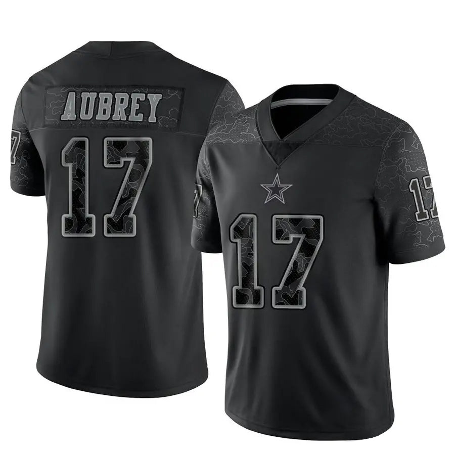 STECN D.Cowboys #17 Brandon Aubrey Player Black REFLECTIVE Limited Stitched Jerseys