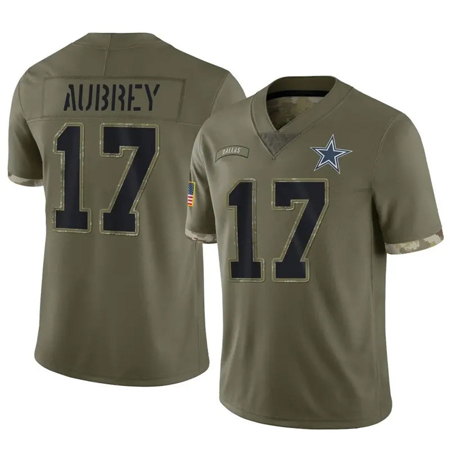 STECN D.Cowboys #17 Brandon Aubrey Player Salute To Service Olive Stitched Jerseys
