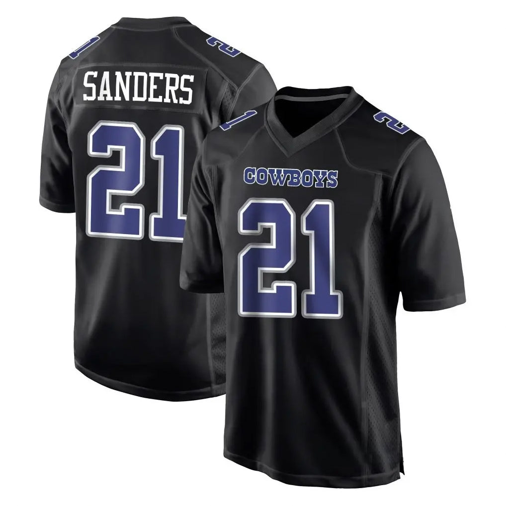 STECN D.Cowboys #21 Deion Sanders Player Navy Carbon Black Fashion Stitched Jerseys