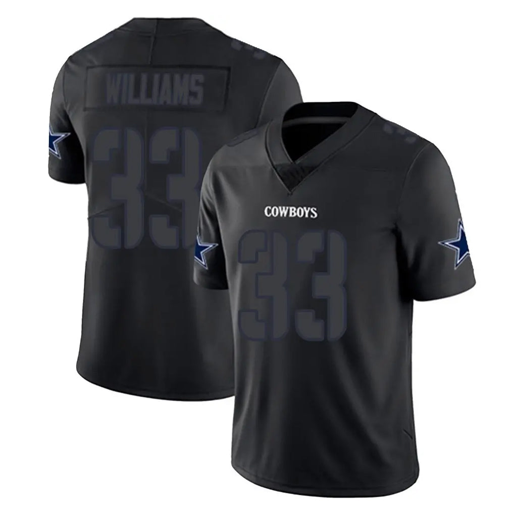 STECN D.Cowboys #33 Javonte Williams Player Black Impact Limited Home Game Stitched Jerseys
