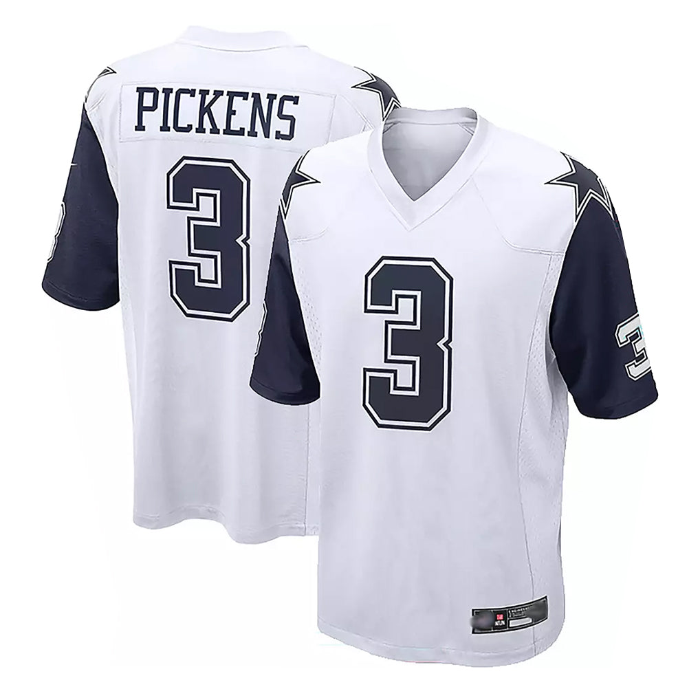 STECN D.Cowboys #3 George Pickens Player White-Navy Home Game Stitched Jerseys