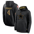 STECN D.Cowboys #4 Dak Prescott Player Black Salute to Service Pullover Hoodies Limited Stitched Jerseys