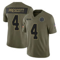 STECN D.Cowboys #4 Dak Prescott Player Olive 2025 Salute to Service Limited Home Game Stitched Jerseys