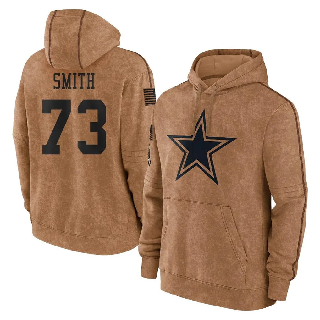 STECN D.Cowboys #73 Tyler Smith Player Brown Salute to Service Hoodies Limited Game Stitched Jerseys