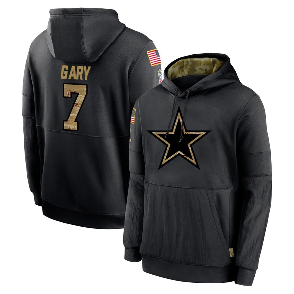 STECN D.Cowboys #7 Rashan Gary Player Black Salute to Service Pullover Hoodies Limited Stitched Jerseys