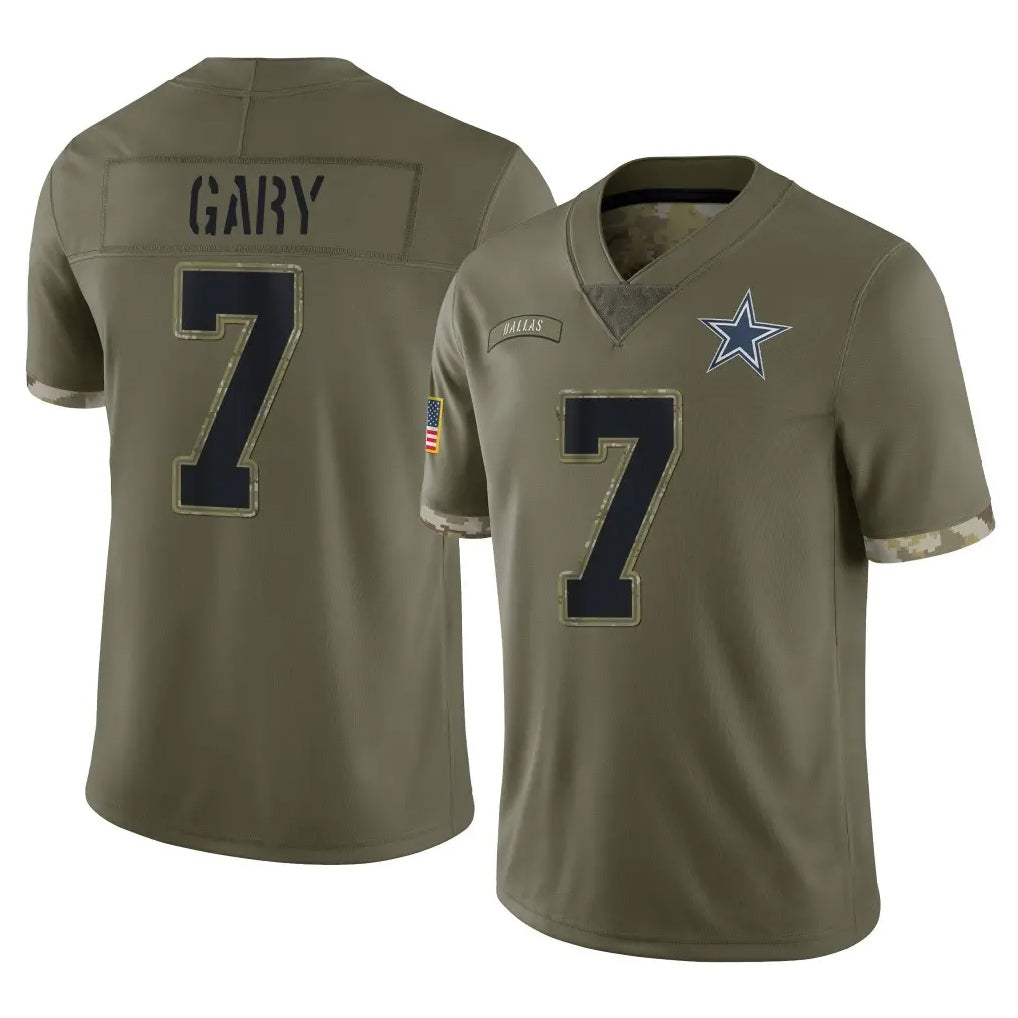 STECN D.Cowboys #7 Rashan Gary Player Olive Salute to Service Limited Game Stitched Jerseys