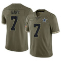 STECN D.Cowboys #7 Rashan Gary Player Olive Salute to Service Limited Game Stitched Jerseys