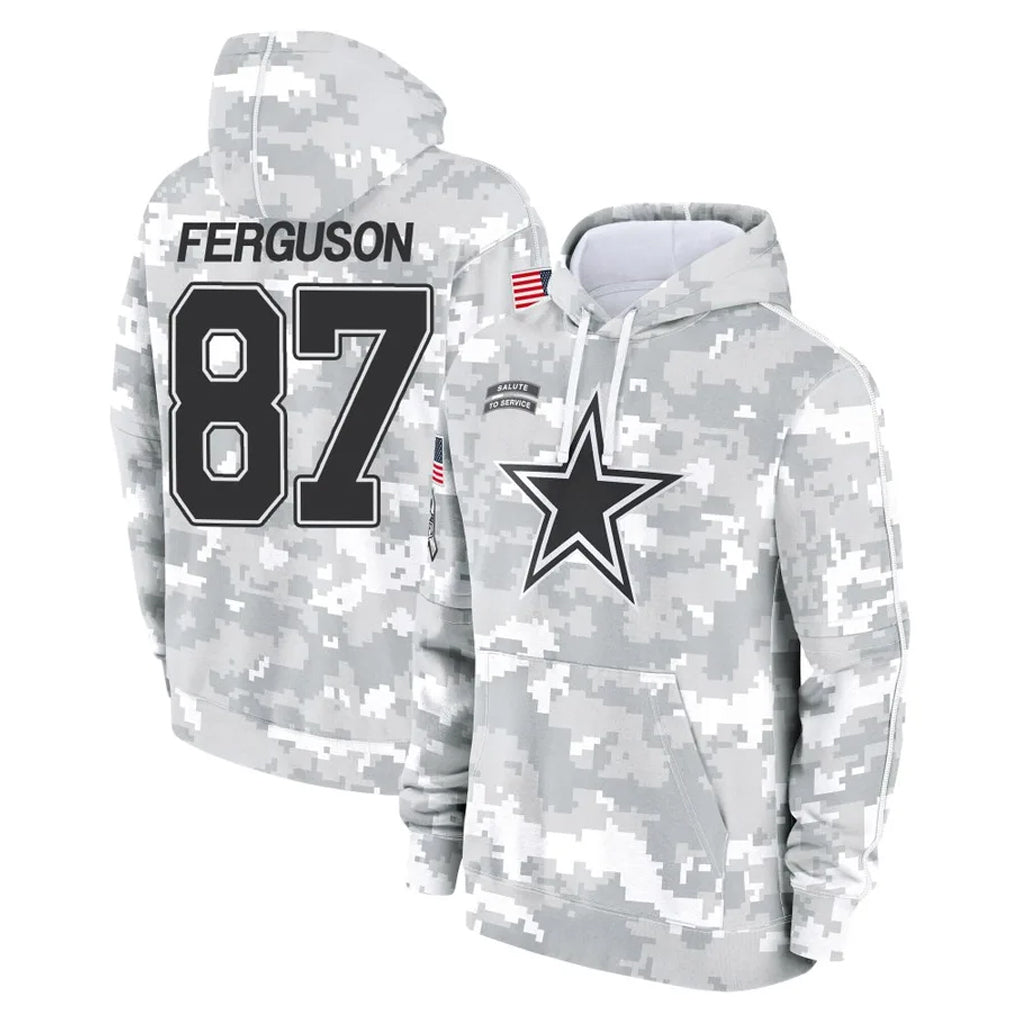 STECN D.Cowboys #87 Jake Ferguson Player Arctic Camo Salute to Service Hoodies Limited Game Stitched Jerseys