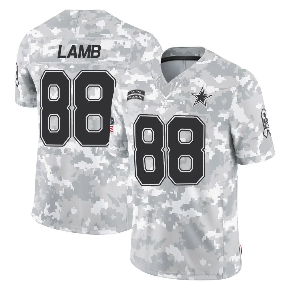 STECN D.Cowboys #88 CeeDee Lamb Player Arctic Camo Salute to Service Limited Home Game Stitched Jerseys