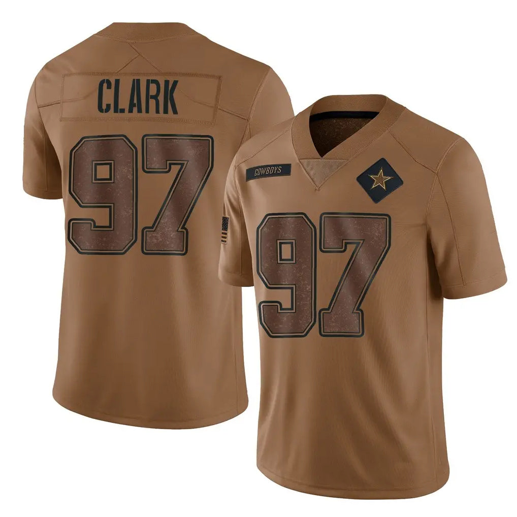 STECN D.Cowboys #97 Kenny Clark Player Brown Salute to Service Limited Home Game Stitched Jerseys