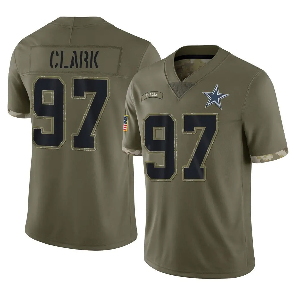 STECN D.Cowboys #97 Kenny Clark Player Olive Salute to Service Limited Game Stitched Jerseys