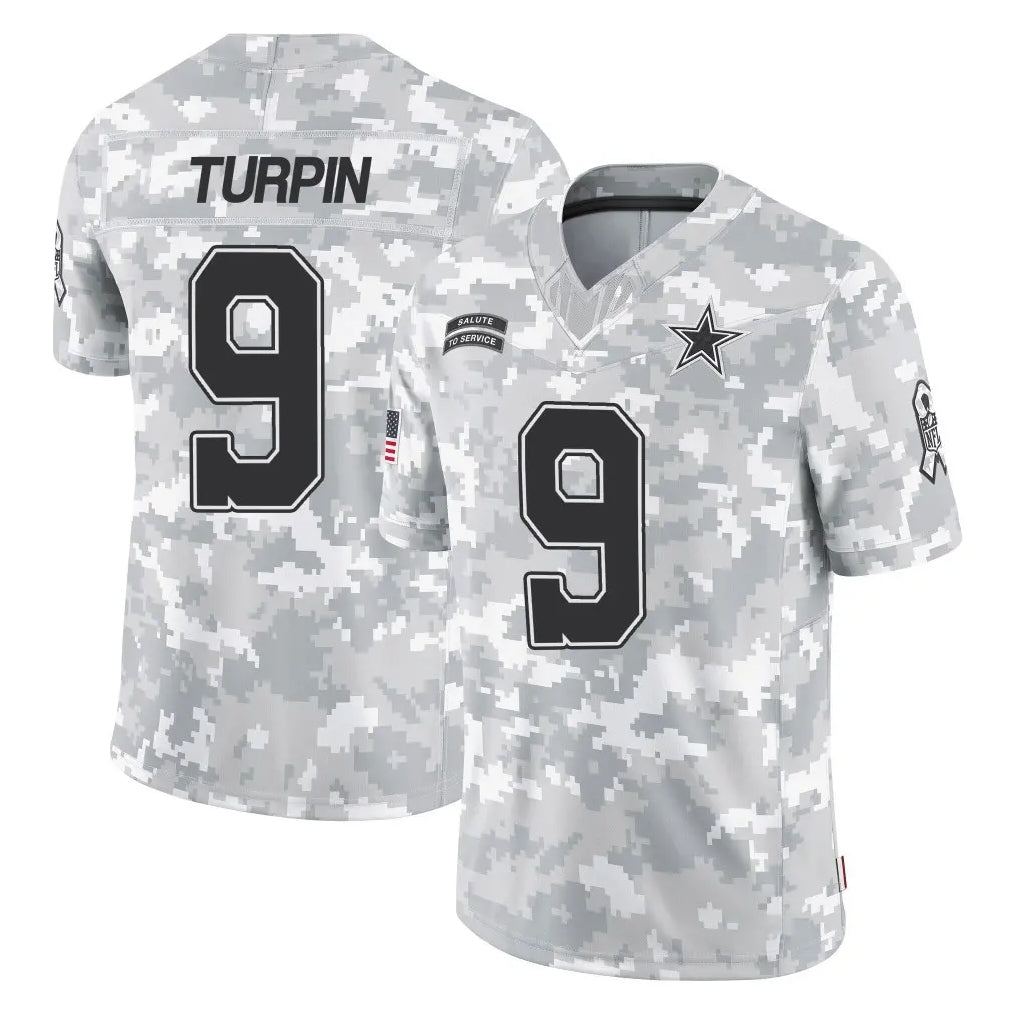 STECN D.Cowboys #9 KaVontae Turpin Player Arctic Camo Salute to Service Limited Home Game Stitched Jerseys