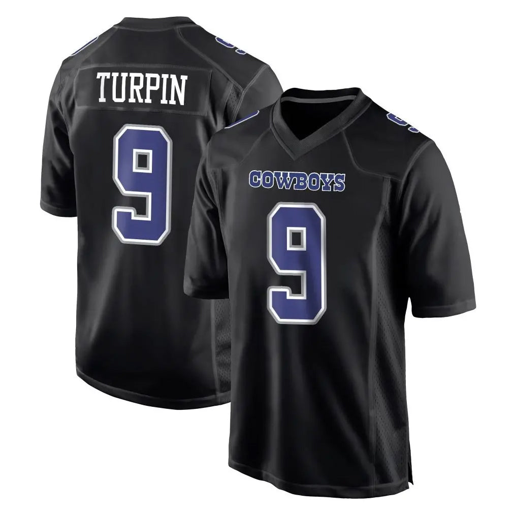 STECN D.Cowboys #9 KaVontae Turpin Player Carbon Black Fashion Home Game Stitched Jerseys