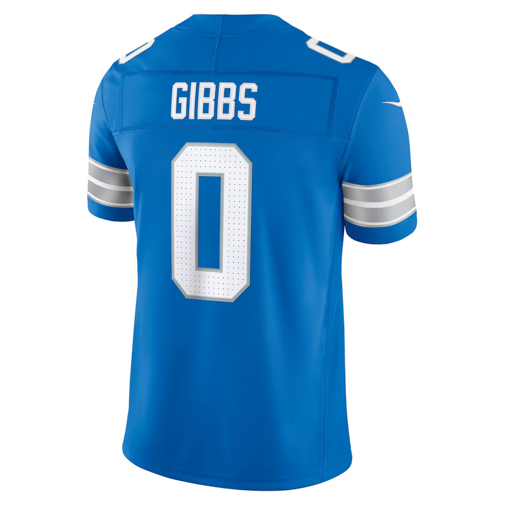 STECN D.Lions #0 Jahmyr Gibbs Blue Team Vapor F.U.S.E. Stitched Limited Jerseys