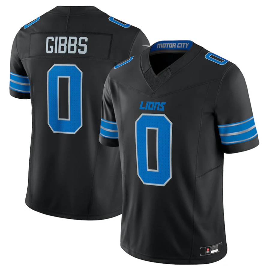 STECN D.Lions #0 Jahmyr Gibbs Player Black Vapor F.U.S.E. Limited Replica Stitched Jerseys