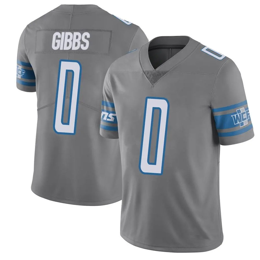 STECN D.Lions #0 Jahmyr Gibbs Player Gray Vapor F.U.S.E. Limited Stitched Jerseys