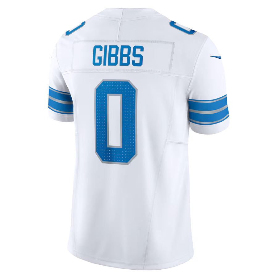 STECN D.Lions #0 Jahmyr Gibbs Player White Vapor F.U.S.E. Limited Game Stitched Jerseys