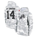 STECN D.Lions #14 Amon-Ra St. Brown Player Arctic Camo Salute to Service Hoodies Limited Game Stitched Jerseys