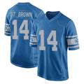 STECN D.Lions #14 Amon-Ra St. Brown Player Blue Vapor Untouchable Throwback Game Stitched Jerseys