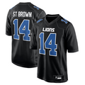 STECN D.Lions #14 Amon-Ra St. Brown Player Carbon Black Fashion Stitched Jerseys