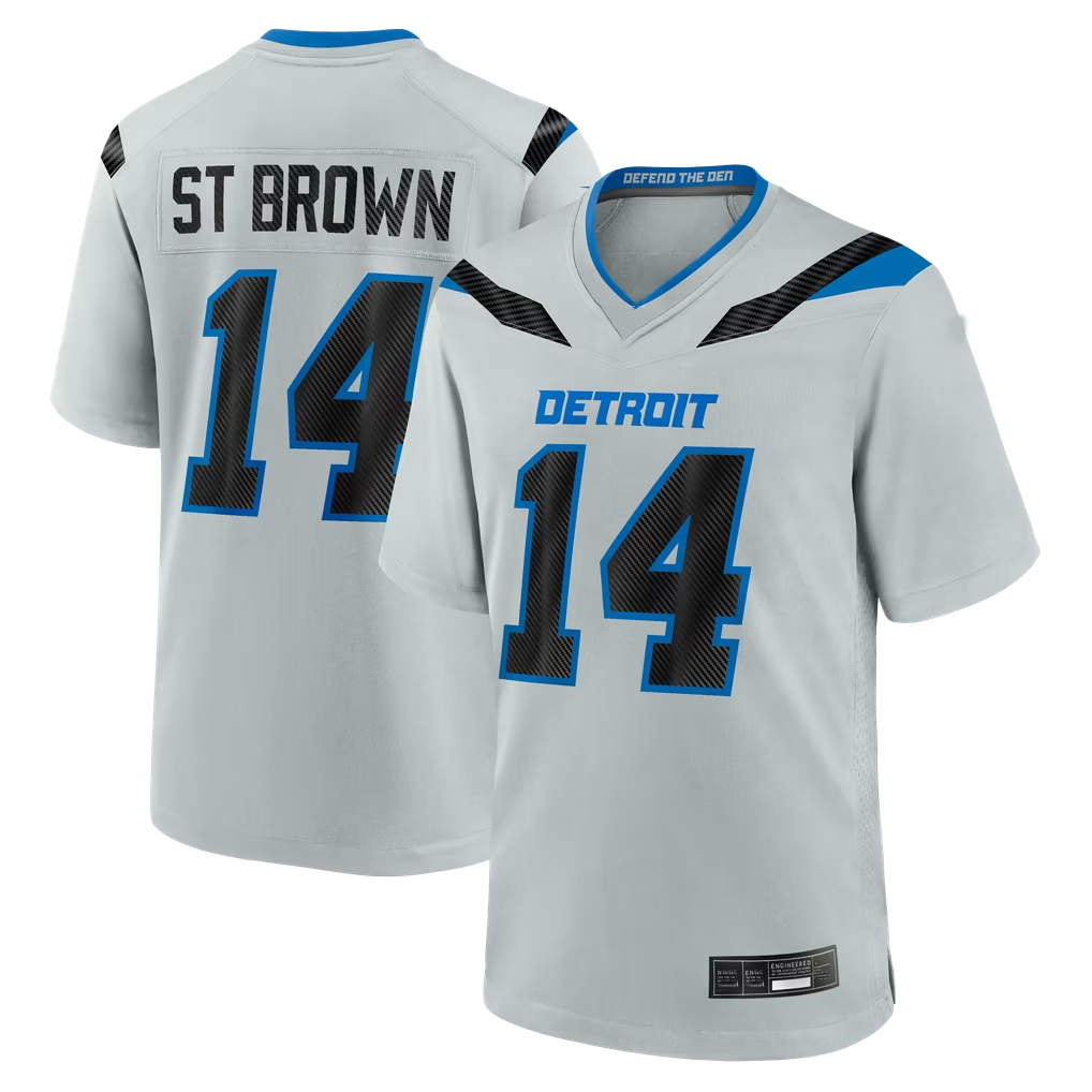 STECN D.Lions #14 Amon-Ra St. Brown Silver 2026 Rivalries Collection Game Stitched Jerseys