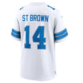 STECN D.Lions #14 Amon-Ra St. Brown White Game Jersey American Stitched Jersey