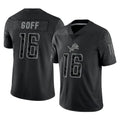 STECN D.Lions #16 Jared Goff Player Black REFLECTIVE Limited Stitched Jerseys
